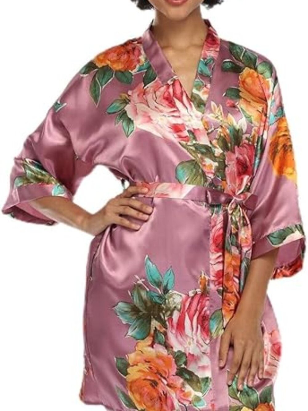 BRAND NEW Women's Floral Satin Kimono Short Robes